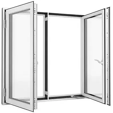 Side-hung aluminium window installation